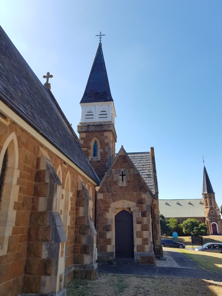 Green flags in a church